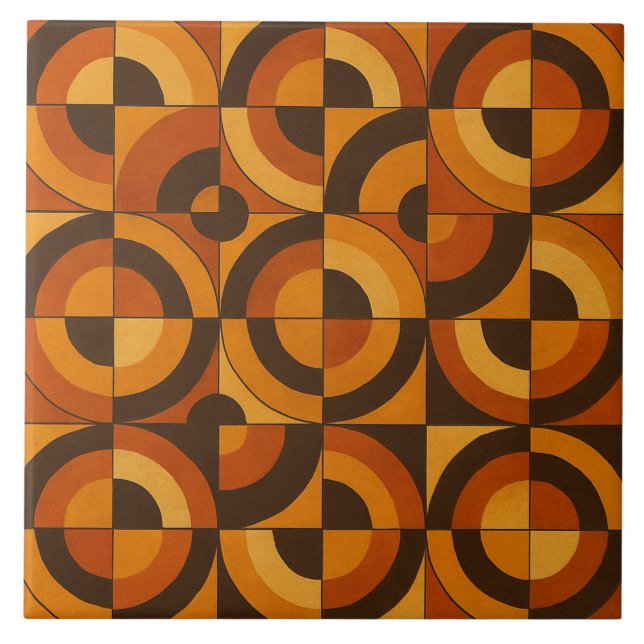 Mid Century Modern Geometric Abstract Pattern Ceramic Tile (Front)