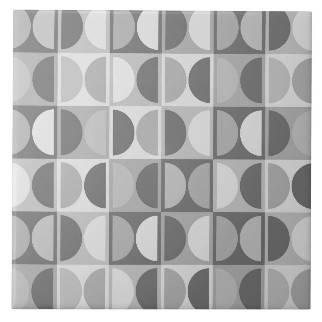 Mid Century Modern Geometric Abstract Pattern Ceramic Tile (Front)