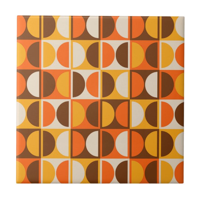 Mid Century Modern Geometric Abstract Pattern Ceramic Tile (Front)