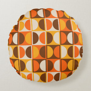 Mid Century Modern Geometric Abstract Pattern Round Cushion