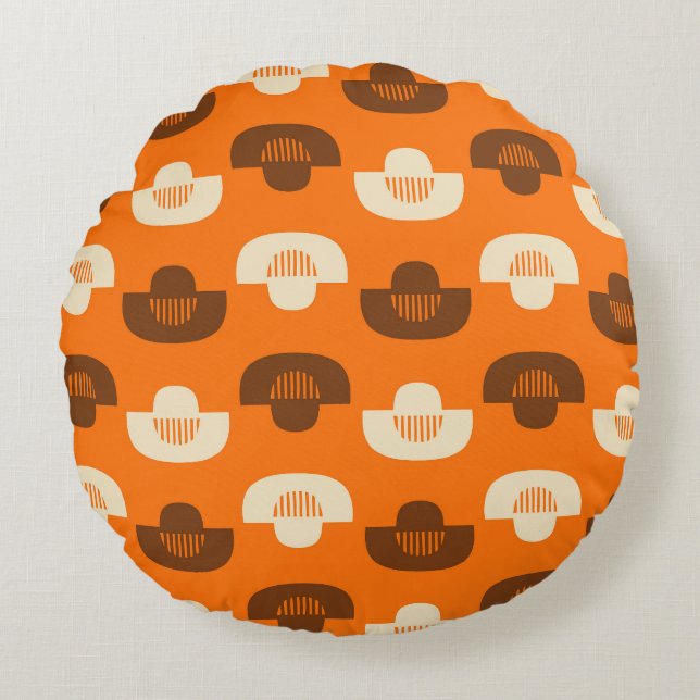 Mid Century Modern Geometric Abstract Pattern Round Cushion (Front)