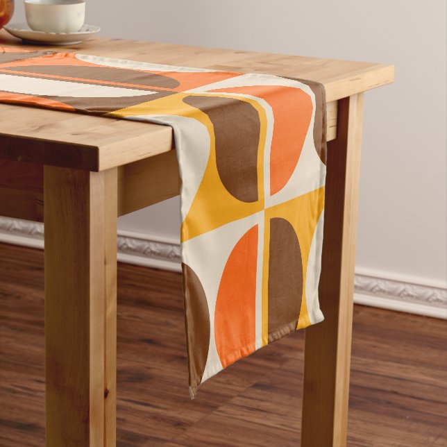 Mid Century Modern Geometric Abstract Pattern Short Table Runner (In Situ)