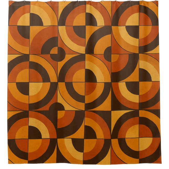 Mid Century Modern Geometric Abstract Pattern Shower Curtain (Front)