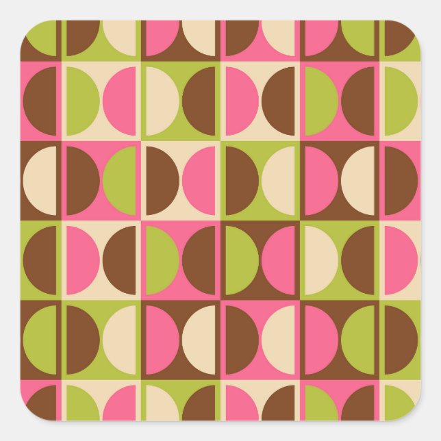Mid Century Modern Geometric Abstract Pattern Square Sticker (Front)