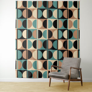 Mid Century Modern Geometric Abstract Pattern Tapestry