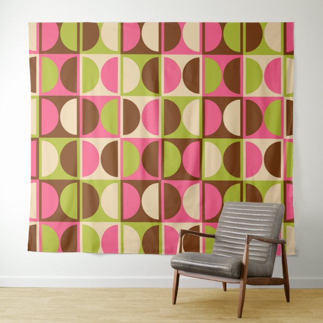 Mid Century Modern Geometric Abstract Pattern Tapestry (In Situ (Horizontal))