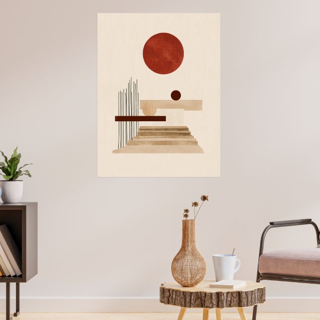 Mid-Century Modern Geometric Abstract Print (Living Room 3)