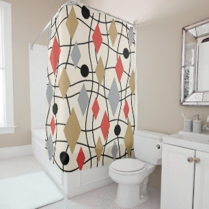 Mid Century Modern Geometric Abstract Shower Curtain