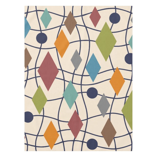 Mid Century Modern Geometric Abstract Tablecloth (Front)