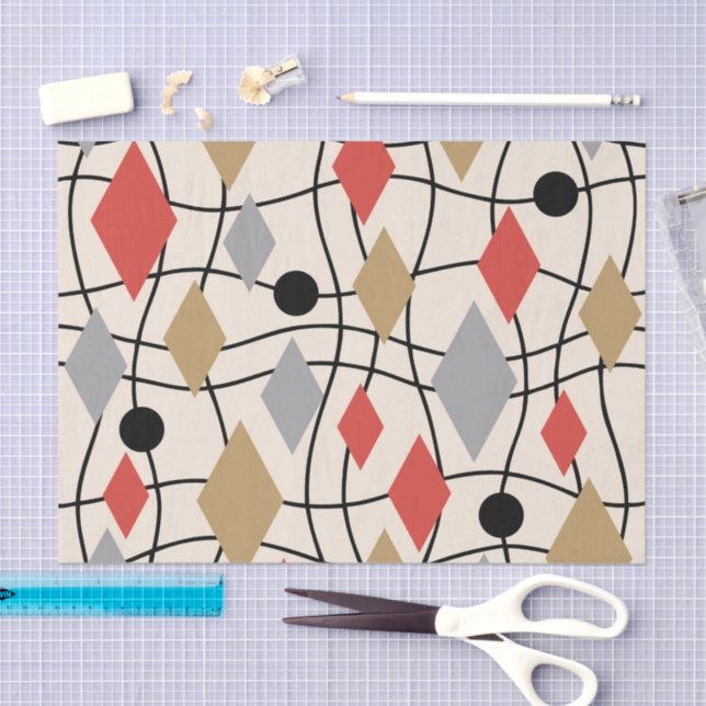 Mid Century Modern Geometric Abstract Tissue Paper (Craft)