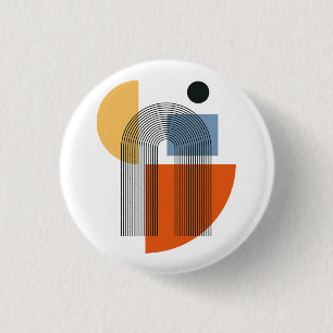 Mid Century Modern Geometric Abstract Wall Art 3 Cm Round Badge