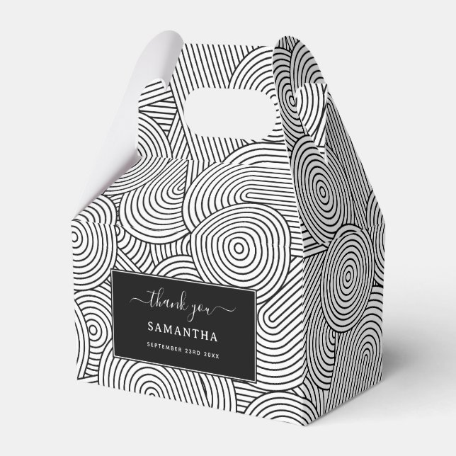 Mid Century Modern Geometric Arch Black White Favour Box (Front Side)