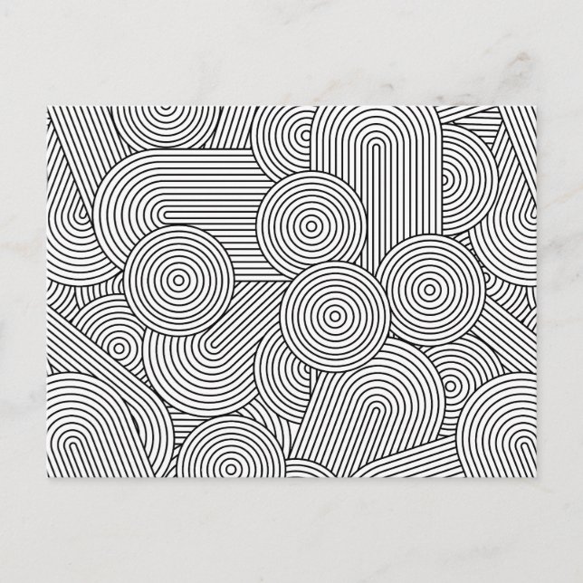 Mid Century Modern Geometric Arch Black White Holiday Postcard (Front)