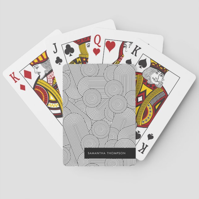 Mid Century Modern Geometric Arch Black White Playing Cards (Back)