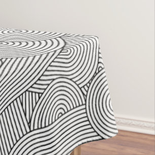 Mid Century Modern Geometric Arch Black White Tablecloth