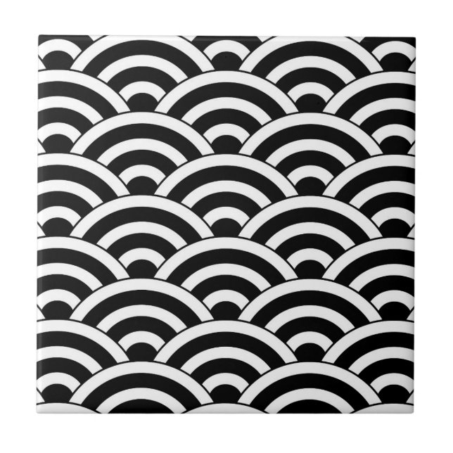 Mid Century Modern Geometric Arch Pattern Ceramic Tile (Front)