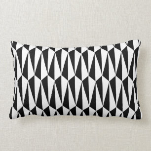 Mid-Century Modern geometric, black and white Lumbar Cushion