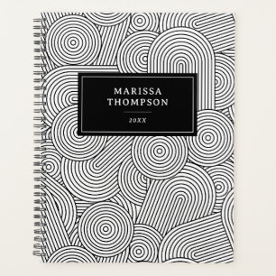 Mid Century Modern Geometric Black White Planner
