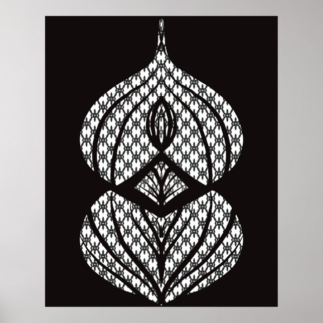 Mid Century Modern Geometric Black White  Poster (Front)