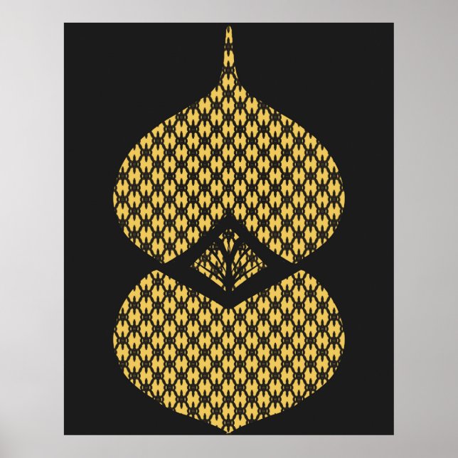 Mid Century Modern Geometric Black Yellow Poster (Front)