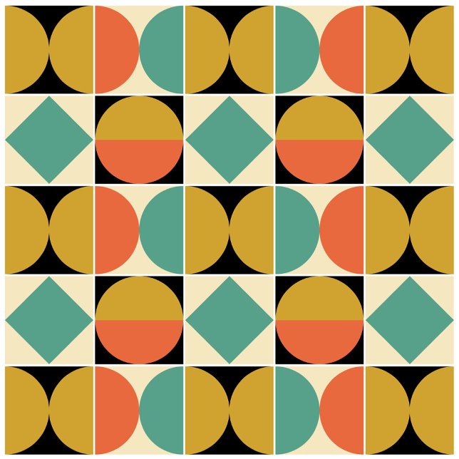 Mid Century Modern Geometric Border 4 Ceramic Tile (Creator Uploaded)
