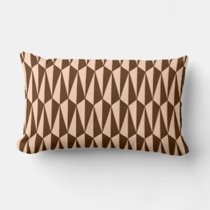 Mid-Century Modern geometric, brown and peach Lumbar Cushion