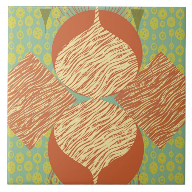 Mid Century Modern Geometric Ceramic Tile (Front)