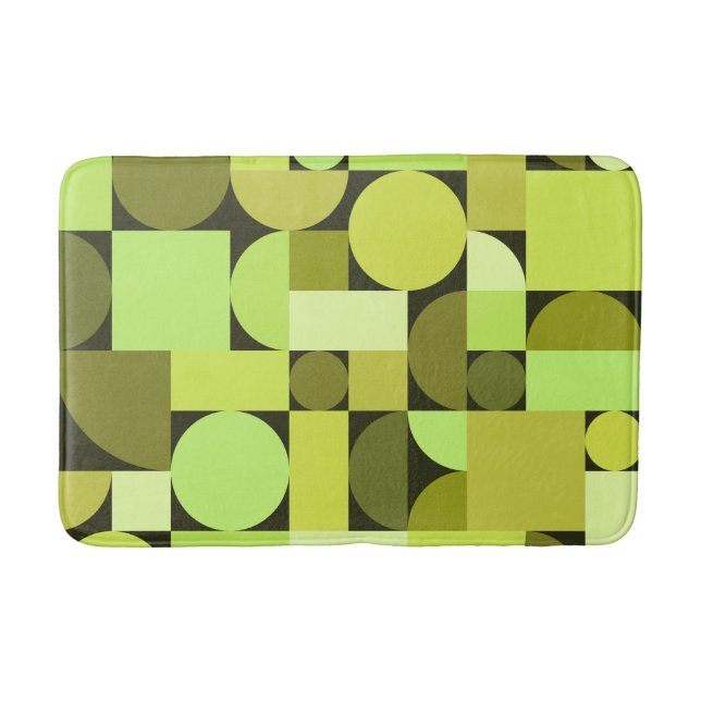 Mid Century Modern Geometric Chartreuse Bath Mat (Front)