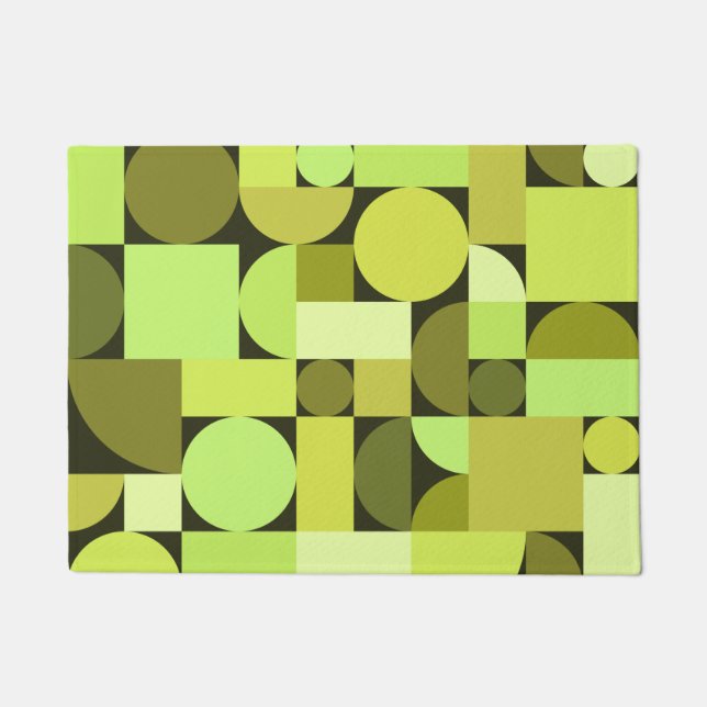 Mid Century Modern Geometric Chartreuse Doormat (Front)