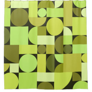 Mid Century Modern Geometric Chartreuse Shower Curtain