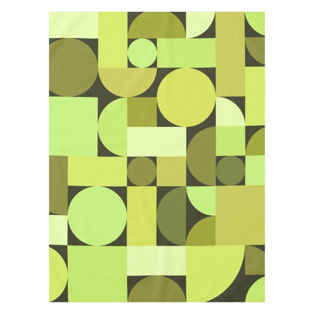 Mid Century Modern Geometric Chartreuse Tablecloth (Front)