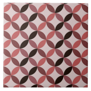 Mid Century Modern Geometric Circles Coral Brown Ceramic Tile