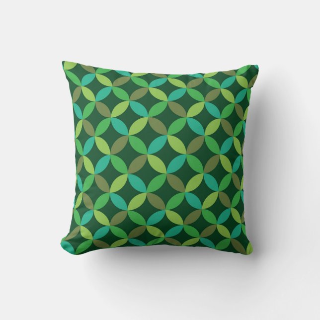 Mid Century Modern geometric circles green  Cushion (Front)