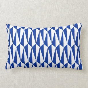Mid-Century Modern geometric, cobalt and white Lumbar Cushion