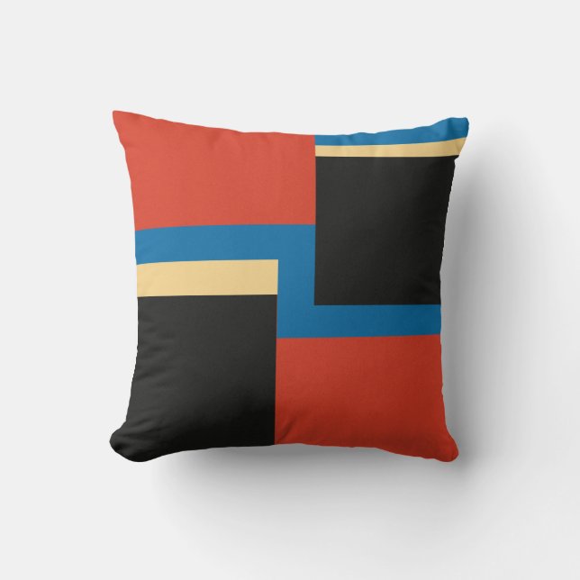 Mid Century Modern Geometric Colour Block Square Cushion (Front)
