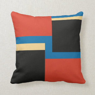 Mid Century Modern Geometric Colour Block Square Cushion