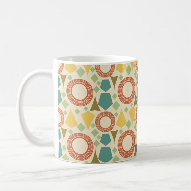 Mid Century Modern Geometric Colourful  Coffee Mug (Left)