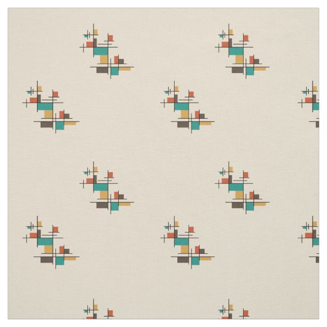 Mid Century Modern Geometric Colourful Fabric (Swatch)