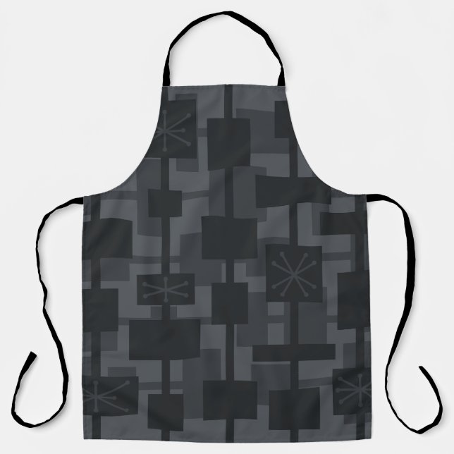 Mid Century Modern Geometric Dark Grey Apron (Front)