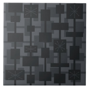 Mid Century Modern Geometric Dark Grey Ceramic Tile