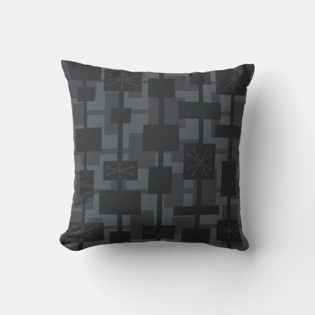 Mid Century Modern Geometric Dark Grey Cushion (Front)