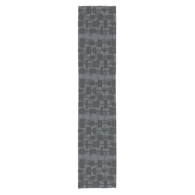 Mid Century Modern Geometric Dark Grey Short Table Runner (Front)