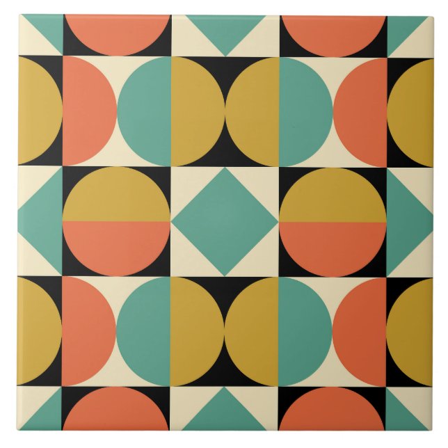 Mid Century Modern Geometric Design Ceramic Tile (Front)