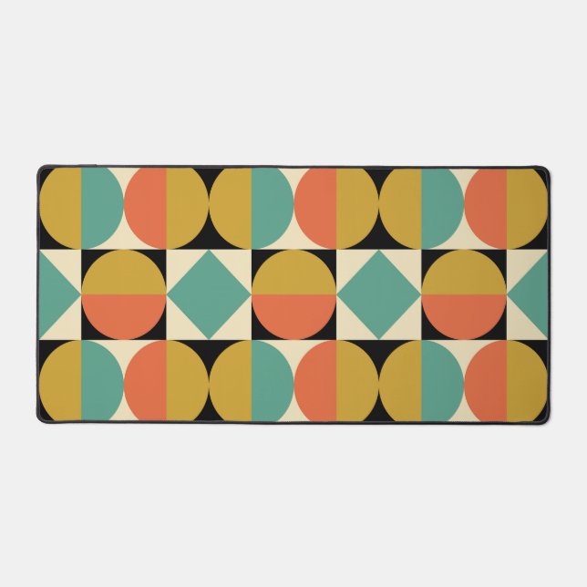 Mid Century Modern Geometric Design Desk Mat (Front)