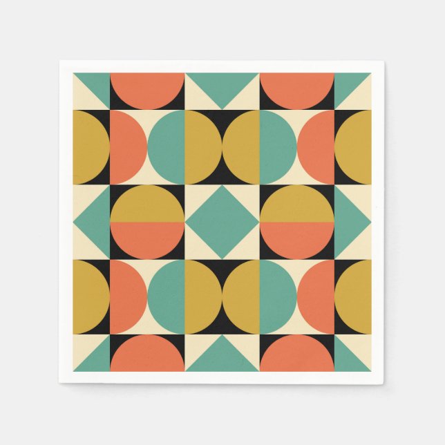 Mid Century Modern Geometric Design Napkin (Front)