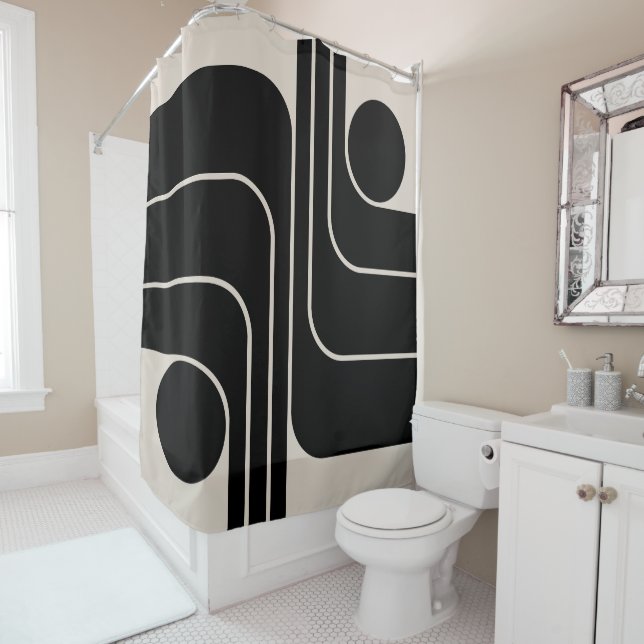 Mid Century Modern Geometric Design Shower Curtain (In Situ)