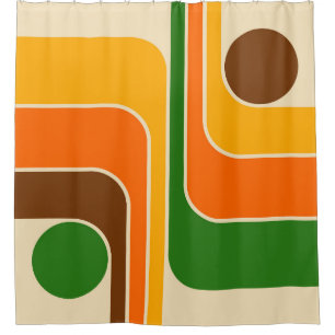 Mid Century Modern Geometric Design Shower Curtain