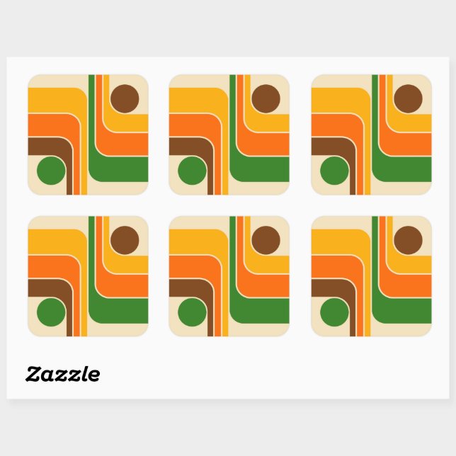 Mid Century Modern Geometric Design Square Sticker (Sheet)