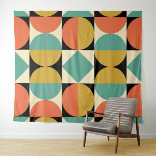 Mid Century Modern Geometric Design Tapestry