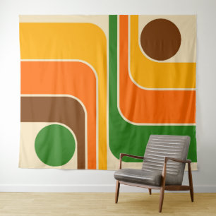 Mid Century Modern Geometric Design Throw Pillow Tapestry